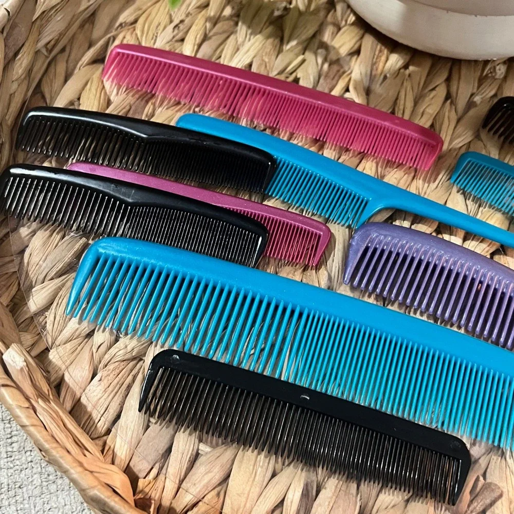 Vintage Hair Combs Lot of 11 Colorful Assorted Styling‎ Teeth Comb Bundle